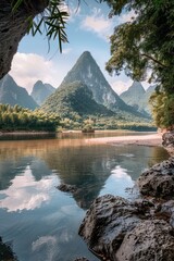 Wall Mural - Mountainous river landscape