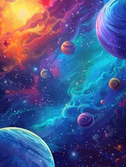 Wall Mural - Planets and Stars in Sky