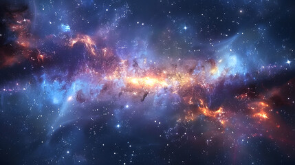 Wall Mural - high quality background galaxy illustration with stardust and bright shining stars illuminating the space
