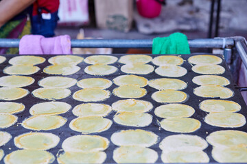 Wall Mural - Preparing Thai crispy pancake flour on plate