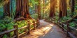 © ckybe - Scenic path through redwood forest in the state of California.