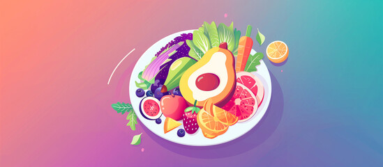 isometric healthy food nutrition concept