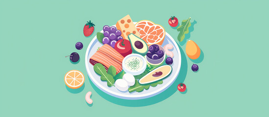 isometric healthy food nutrition concept