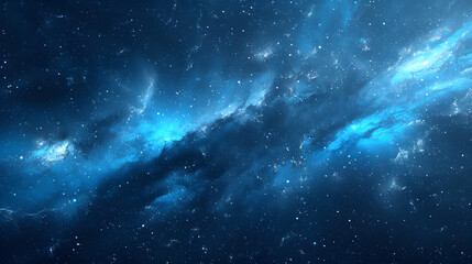 Wall Mural - Blue bright galaxy panorama, abstract cosmic space background, artistic 3D galaxy
