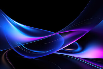 Wall Mural - abstract futuristic background with blue glowing neon moving high speed wave lines
