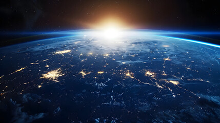 Wall Mural - blue sunrise, view of earth from space