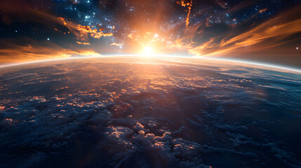 Wall Mural - deep space beauty. planet orbit