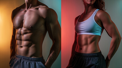 Wall Mural - two men and a woman with toned bodies