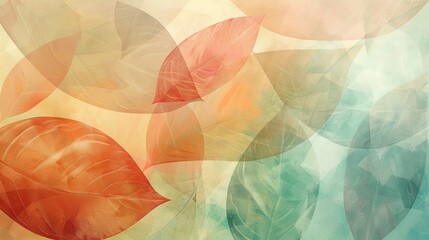 Wall Mural - Create an abstract background inspired by nature, using leaf-like shapes and natural colors to evoke a sense of organic beauty and tranquility.