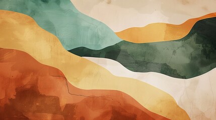 Poster - Create an abstract background with organic shapes and earthy tones, such as browns, greens, and ochres, to evoke the natural beauty of the earth and its landscapes.