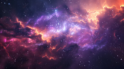Wall Mural - illustration of a space cosmic background of supernova nebula and stars, glowing mysterious universe