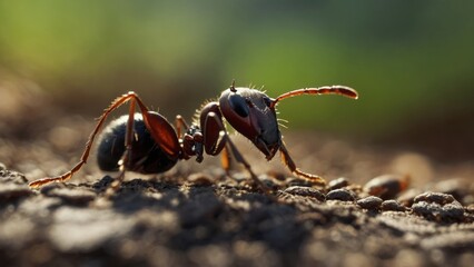 Wall Mural - A Close-Up of Busy Ants Working Tirelessly to Build and Expand Their Complex Nest Structure