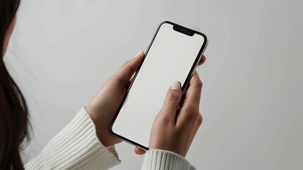 woman hand, mockup, studio shot, clipping path, iphone 15 pro max, blank screen, smartphone, infographic, global business, website