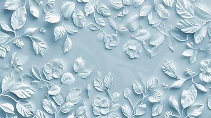 Design a blue background with floral patterns in white, adding a delicate and elegant touch ideal for invitations and stationary.