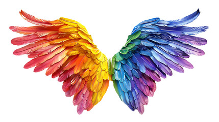 Wall Mural - Rainbow pride wings isolated on white background