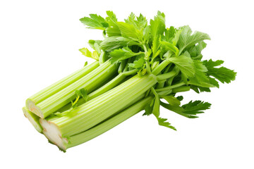 Wall Mural - A bunch of celery is displayed on a white background