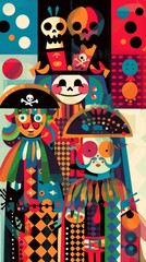 Poster - A group of clowns with hats and scarves