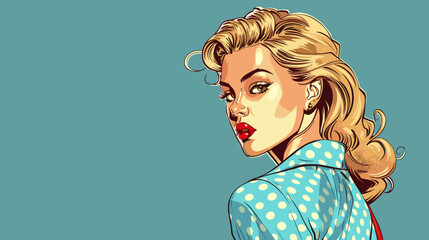 Beautiful blonde woman vector illustration in retro style pin up pop art