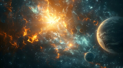 Wall Mural - nebula in outer space, planets and galaxy