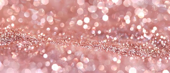 Wall Mural - Rose gold glitter bokeh texture background, rose gold - bright and pink champagne sparkle glitter pattern background