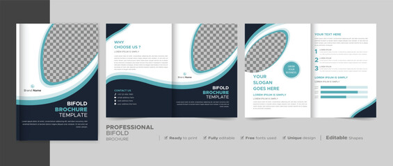 Wall Mural - Corporate Bi-fold Brochure Template, Catalog, Booklet Template Design. A4 Size Fully Editable.