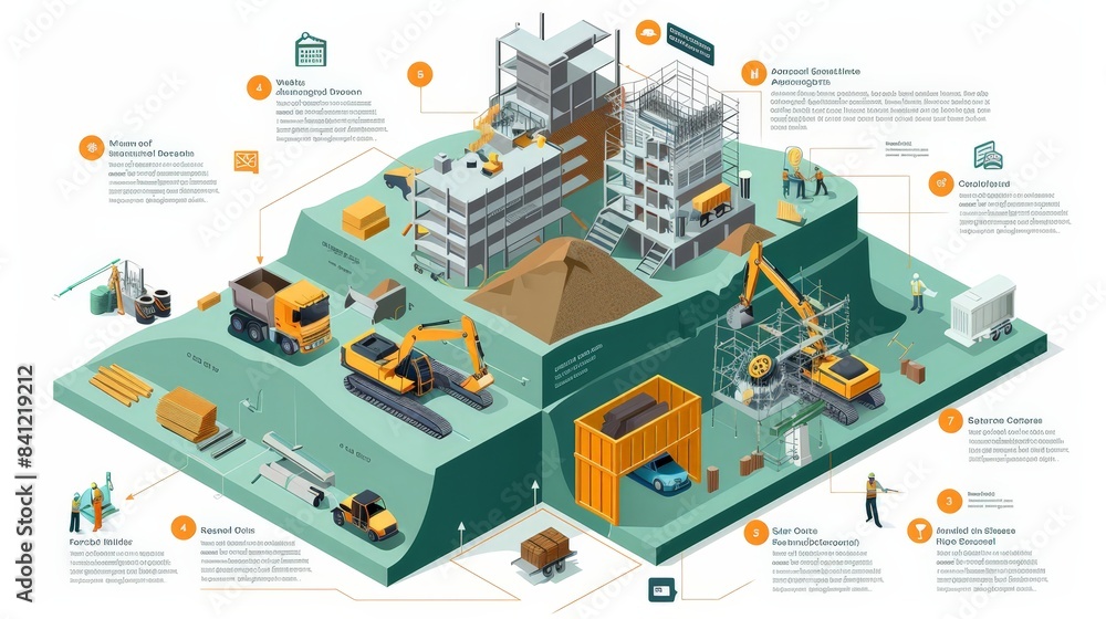 Develop an infographic outlining the various stages of the construction ...