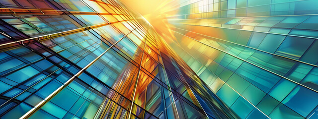 3d colorful building Suit for business, corporate glass background.