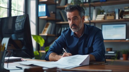 Canvas Print - The man working at desk