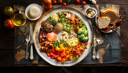 Wall Mural - plate with all the food in the world