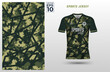 © Vectoro - T shirt sport design template with abstract camouflage halftone pattern for soccer jersey. Tshirt mock up for sport club. Vector illustration