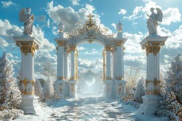 Wall Mural - The gates of heaven are open, and the sky is filled with clouds