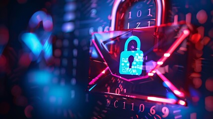 Leinwandbilder - Email security concept Security protection Email from spam virus and phishing Email fraud Scam mail virus alert hacker Check email notification junk and trash mail and compromised info : Generative AI