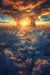Wall Mural - the sky is filled with clouds and the sun is setting