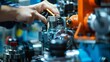 © Lakkhana - Close-up of a mechanical engineer's hands adjusting a complex component of a machine