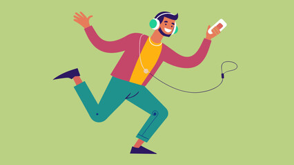 Wall Mural - man dancing listening vector illustration