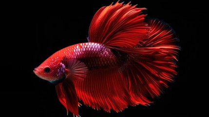 Sticker - Red dragon betta fish a type of siamese fighting fish