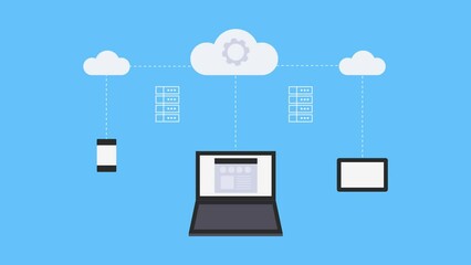 Wall Mural - cloud computing digital information server data processing secure network web application conceptual
