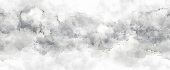 Sticker - White Watercolor Background with Grey Clouds