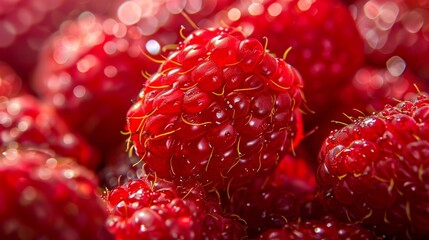 Wall Mural - The ripe red raspberries