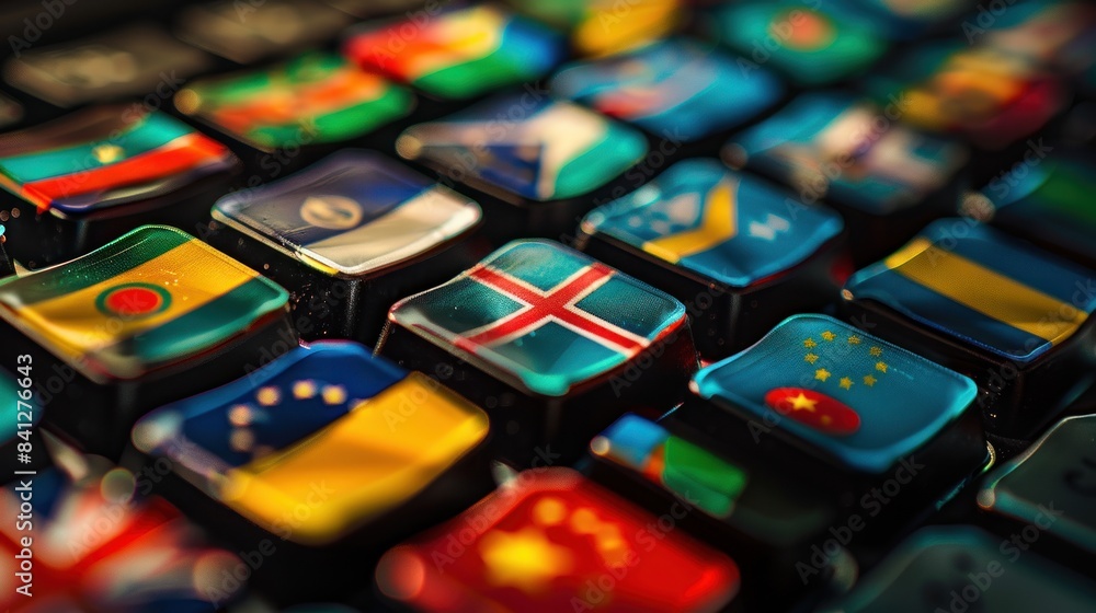 Computer keyboard view from many countries international communication ...