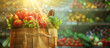 © oswasa - paper bag filled groceries healthy food fruit and vegetables in at the supermarket