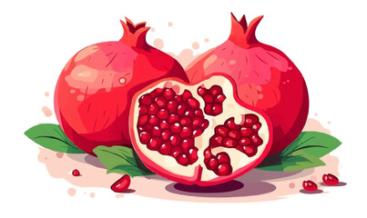 Ripe pomegranate vector flat minimalistic isolated vector style illustration