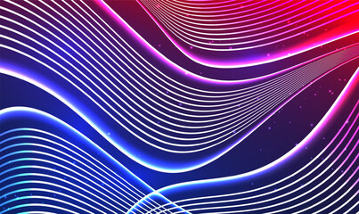 Wall Mural - abstract neon color wave light lines background. modern purple blue red gradient flowing wave neon s