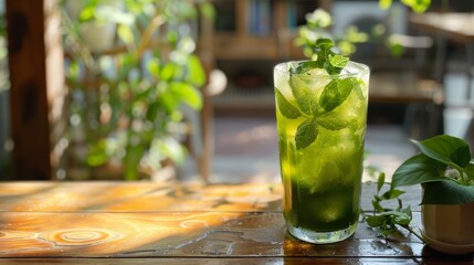 Poster - Refreshing Iced Green Tea on a Hot Day