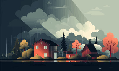 Wall Mural - Monsoon Season vector flat minimalistic isolated vector style illustration