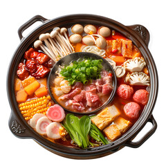 Wall Mural - [Transparent Background PNG]A delicious hot pot with various ingredients