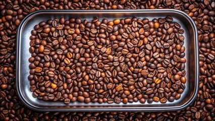 Poster - Tray filled with roasted coffee beans.