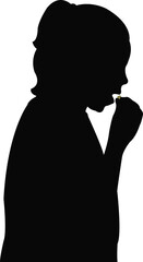 Sticker - a girl eating food, silhouette vector