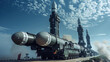 © visoot - The world largest intercontinental ballistic missiles, blue sky. Generative AI.