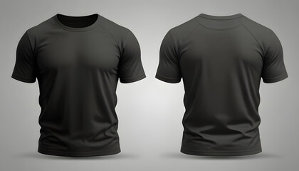 Black blank t-shirt mockup. t-shirt front and back side. male t shirt template. Generative Ai